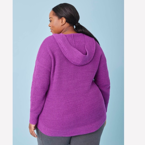 New Cotton Blend Knit Active Zone Sweater Wth Hood - Picture 2 of 11